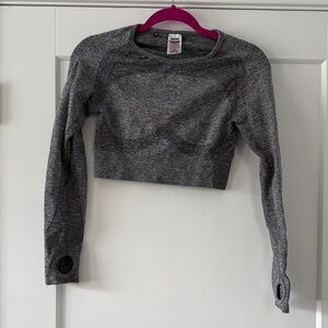 Gymshark Heathered Gray Long Sleeve Crop Top